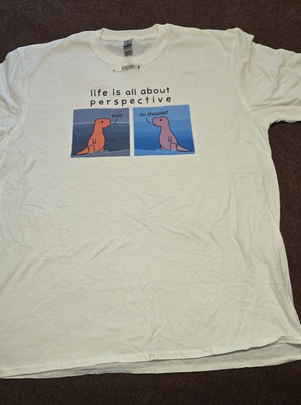 New! Dinosaur Life Perspective Shirt Positive Thoughts Mens XL Gildan